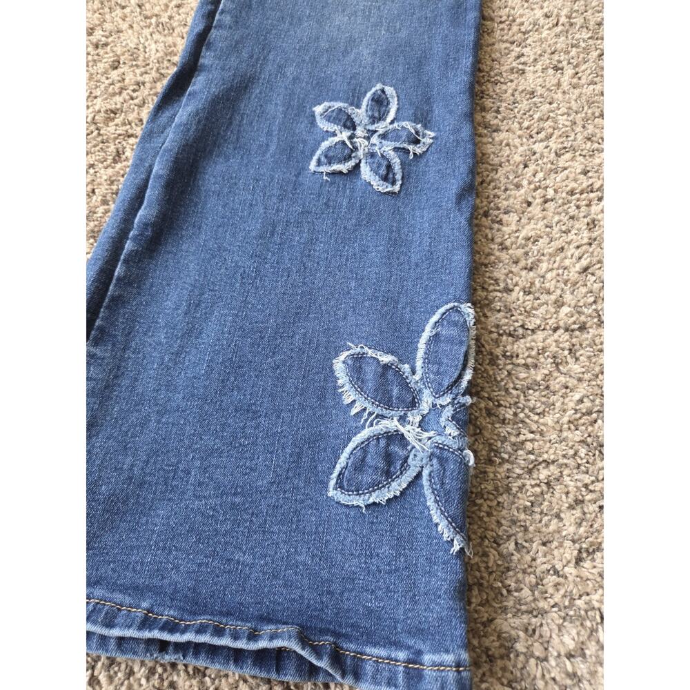 Thread Market Flower Applique Flare Jeans Women’s Size 18 Blue Stretch Denim - Picture 4 of 8
